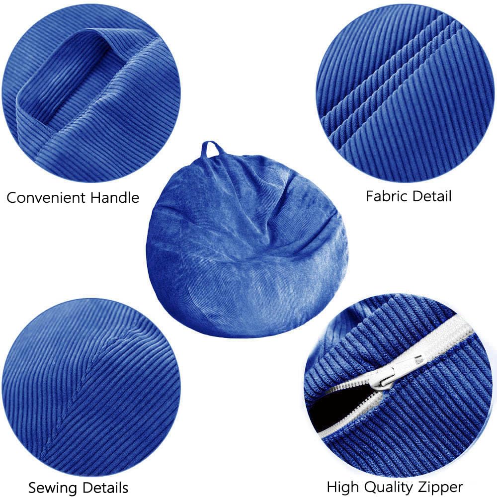 Washable Ultra Soft Corduroy Bean Bag Chair Cover (No Filler Included) - Stuffed Animal Storage Organizer for Plush Toys, Pet Bed for Dogs & Cats, Cozy Lazy Sack - Perfect for Kids' Rooms, Playrooms & Pet Lounging Areas