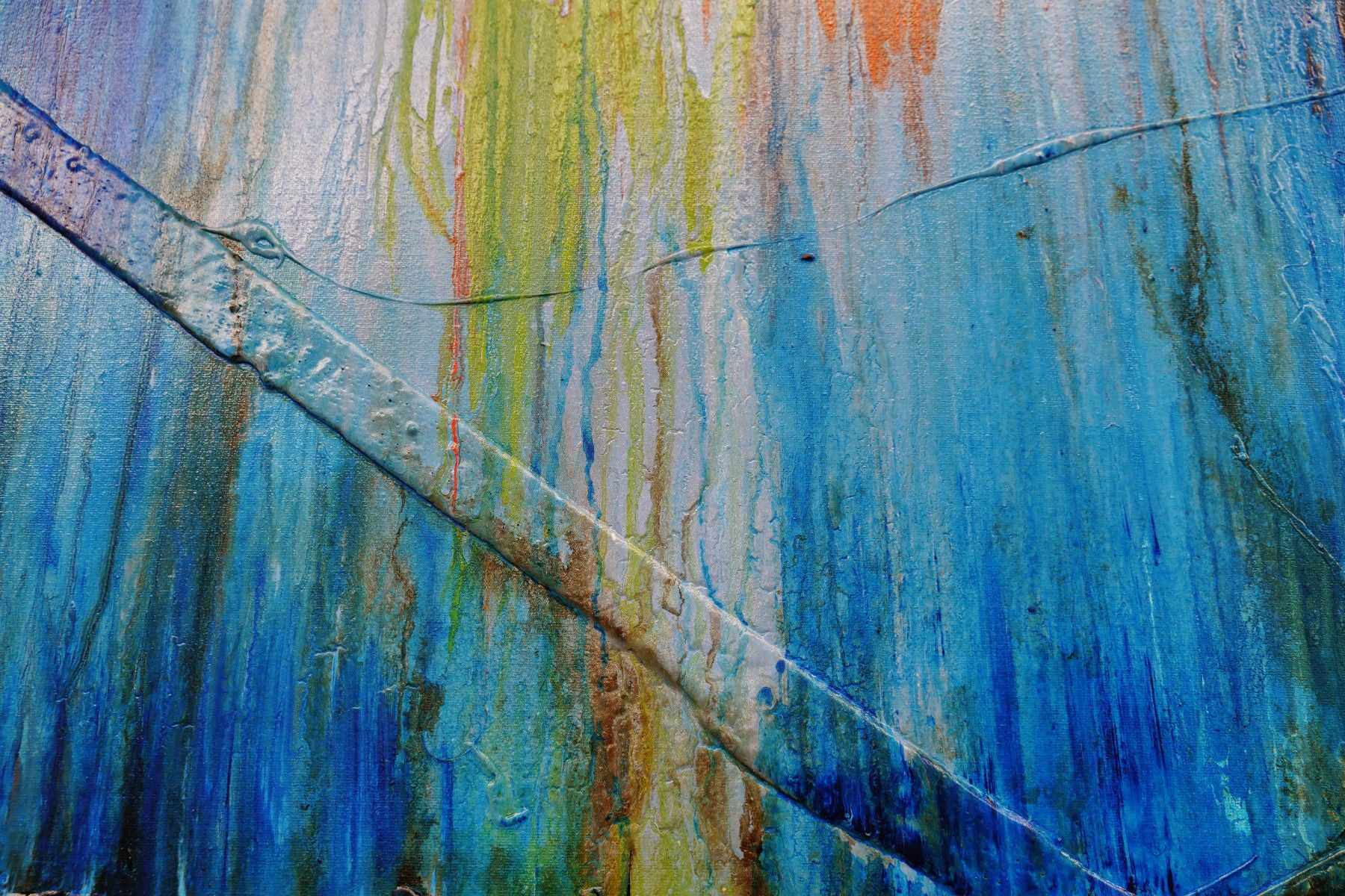 Orange Blue Textured Abstract Painting 240cm x 100cm - Modern Wall Art for Living Room, Bedroom & Office Decor | Cocktails At Sunset Inspired Artwork