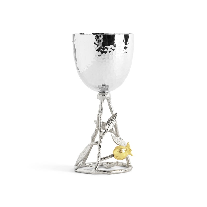 Elegant Pomegranate Silver & Gold Kiddish Cup - Perfect for Jewish Holidays, Passover, and Special Celebrations