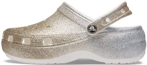 Crocs Women's Classic Platform Glitter Clogs - Comfortable Slip-On Shoes for Women, Waterproof & Lightweight, Perfect for Casual Wear, Beach, Pool & Indoor Use