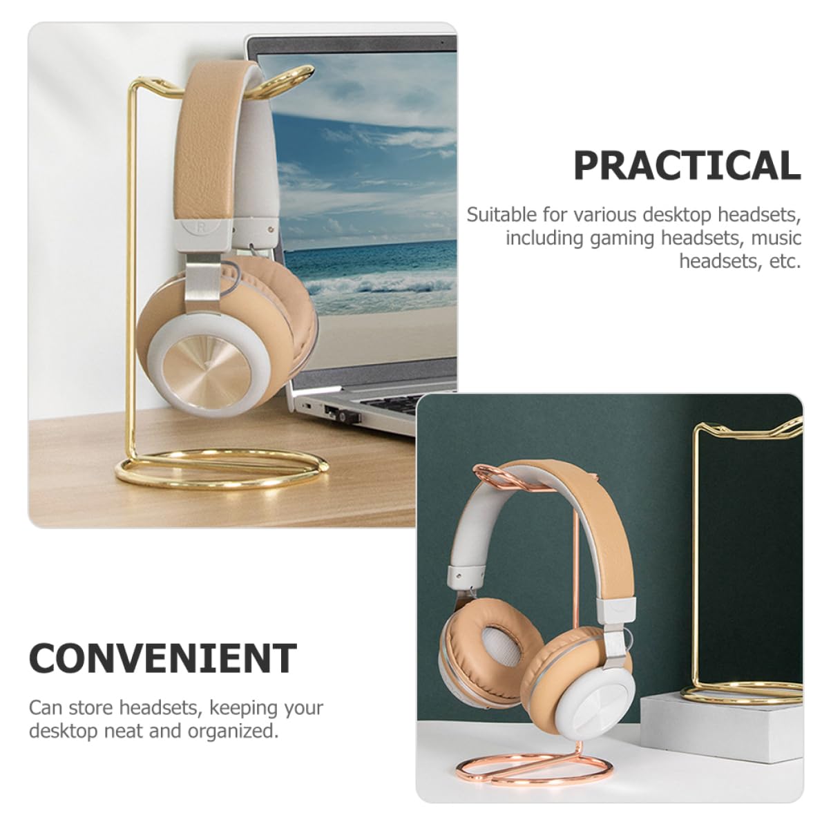 IMIKEYA 2-Pack Headset Holder Mount - Adjustable Headphone Stand, Earphone Hanger for Desk, Gaming Setup, Office & Home Organization - Perfect for Wigs, Headsets & Accessories Storage