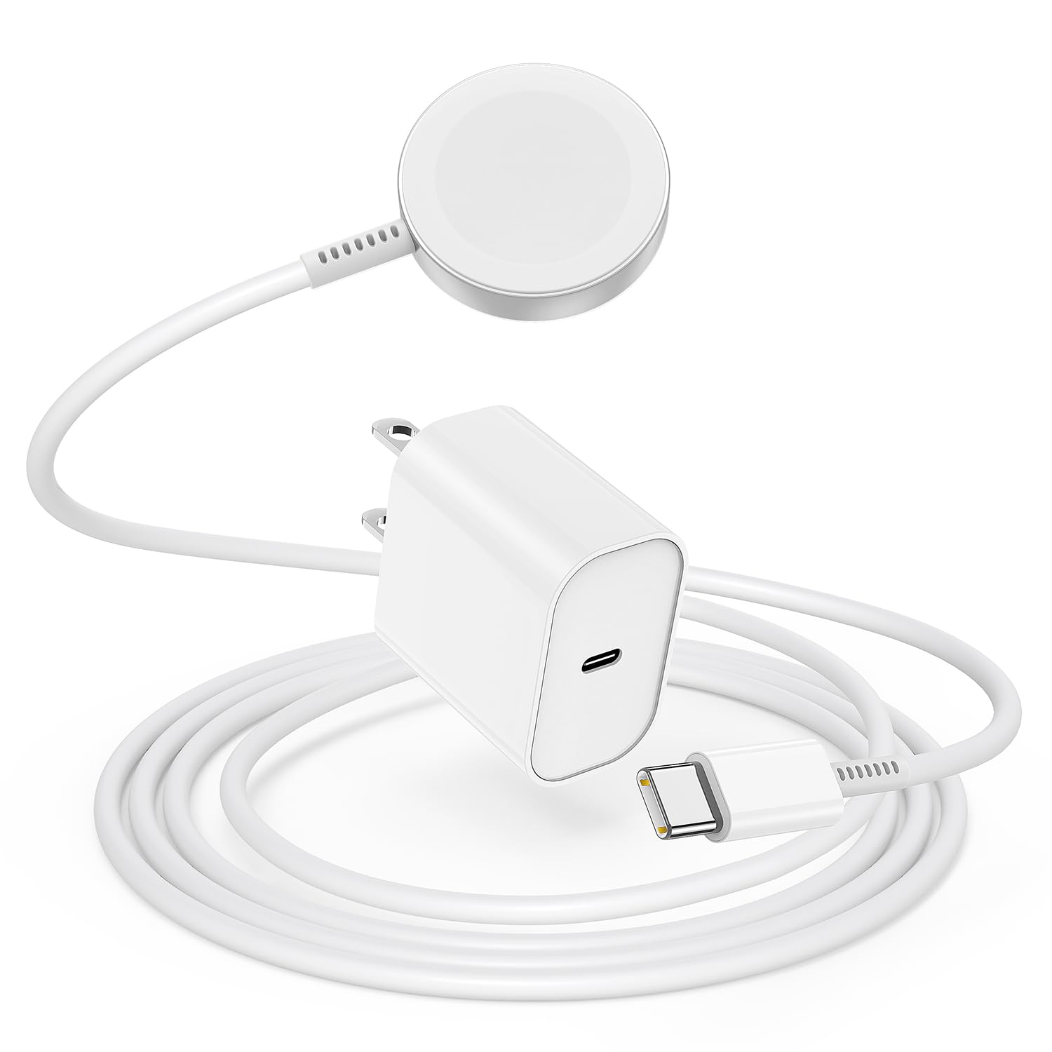 Upgraded Magnetic Wireless iWatch Charger with USB-C Cable | 3FT Fast Charging for Apple Watch Series Ultra/SE/8/7/6/5/4/3/2/1 | Compatible with 38mm-45mm Sizes | White | Perfect for Home, Office & Travel Charging