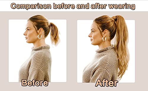 100% Real Human Hair Ponytail Extensions for Women - 22 Inch Clip-In Wrap Around Long Wavy Ponytail (100g, 24# Light Blonde) - Perfect for Parties, Weddings & Everyday Styling