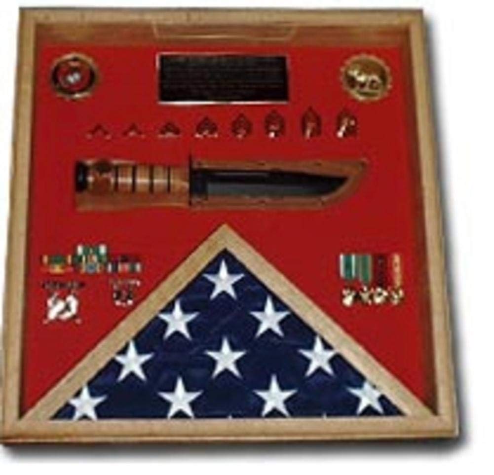 American Flag and Knife Display Case - Premium Wooden Shadow Box for Collectors, Military Memorabilia & Patriotic Decor - Perfect for Home, Office, or Man Cave Decorations