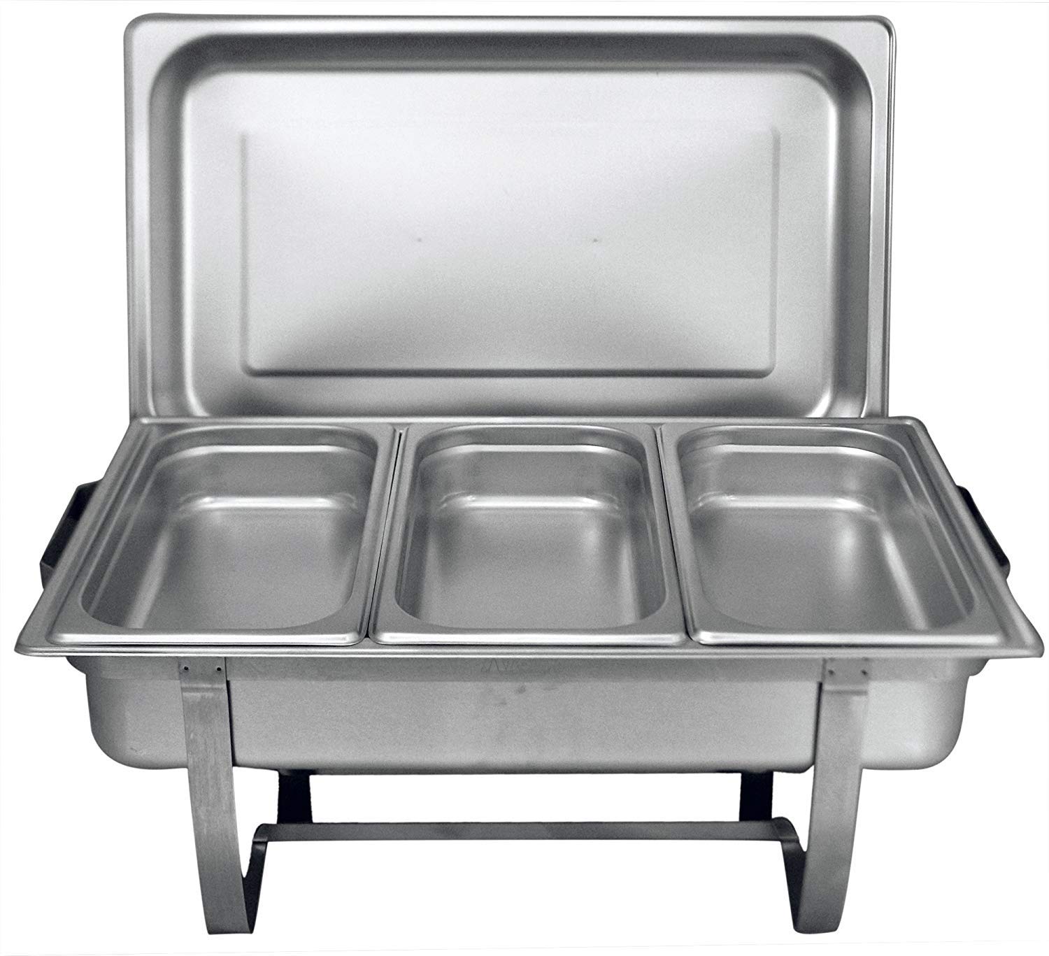 Tiger Chef 8 Quart Stainless Steel Chafer Set with 3 Chafing Dishes & Cool-Touch Plastic Lids - Full Size Catering Buffet Warmers for Parties, Weddings & Events
