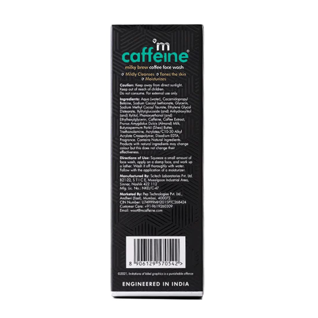 mCaffeine Milk & Coffee Face Wash for Dry Skin - Almond Milk & Shea Butter Cleanser for Men & Women | 100% Vegan, Natural Daily Face Wash (75 ml) | Perfect for Morning & Night Skincare Routine