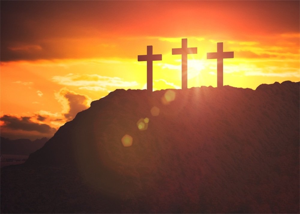 Leowefowa 7X5FT Easter Photo Backdrop - Jesus Resurrection Sunrise Bokeh Nature Scene Vinyl Background for Photography Studio, Kids & Adults (Ideal for Easter Celebrations, Church Events, Spring Photography Sessions)