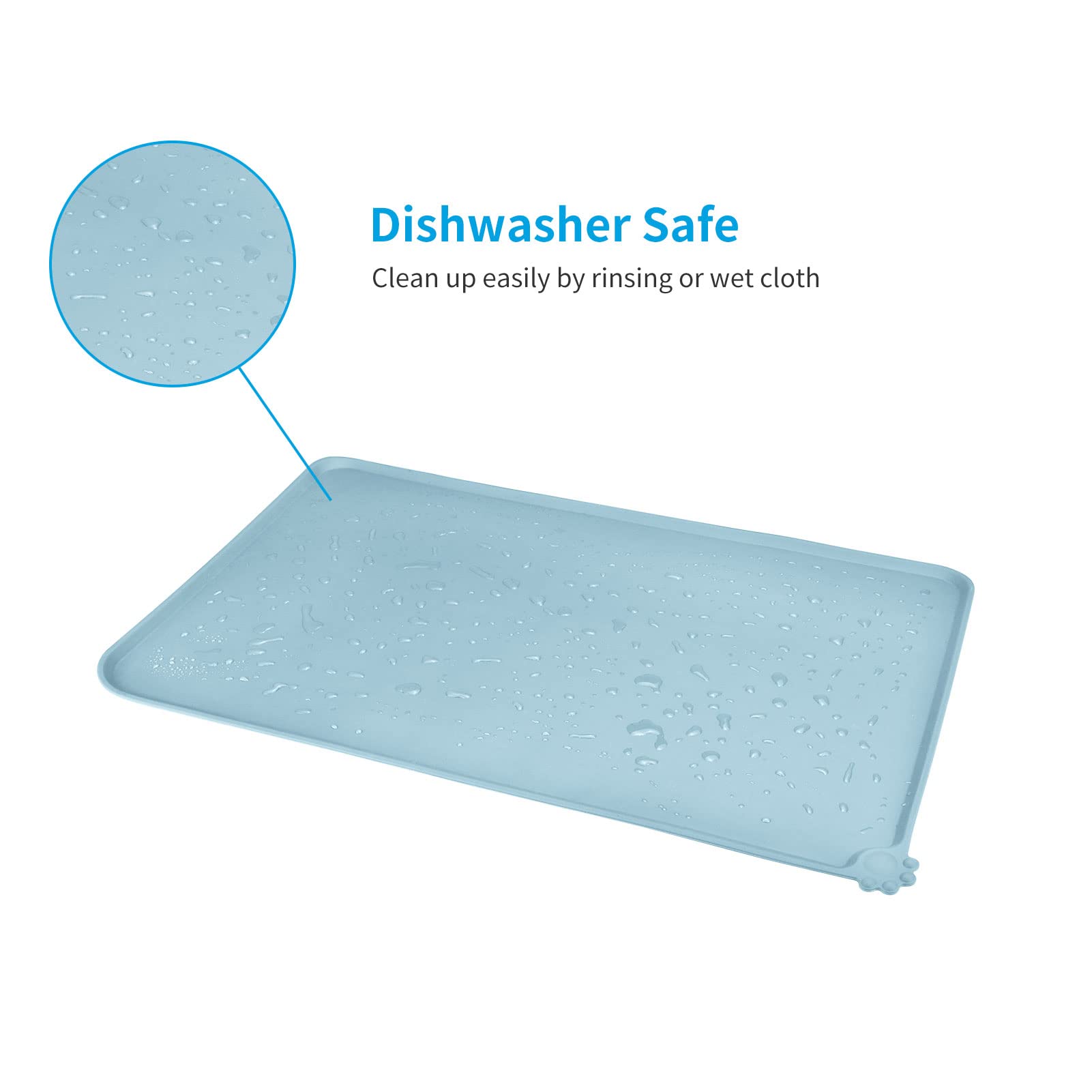 AUDWUD Non-Slip Silicone Pet Feeding Mat - Waterproof Dog Bowl Mat for Food & Water - Perfect for Messy Eaters, Puppy Training & Kitchen Floor Protection