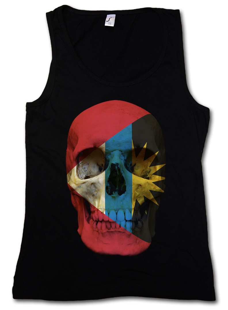 Classic Antigua and Barbuda Skull Flag Women's Tank Top - Gym Workout Shirt for Women - Fitness Training & Casual Wear