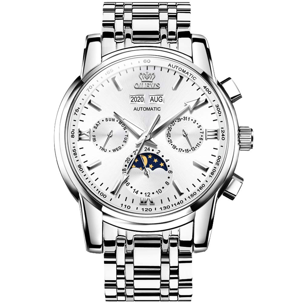 OLEVS Men's Automatic Mechanical Watch - Luxury Stainless Steel Waterproof Wristwatch with Luminous Hands & Date Display | Perfect for Business, Formal Events & Everyday Wear