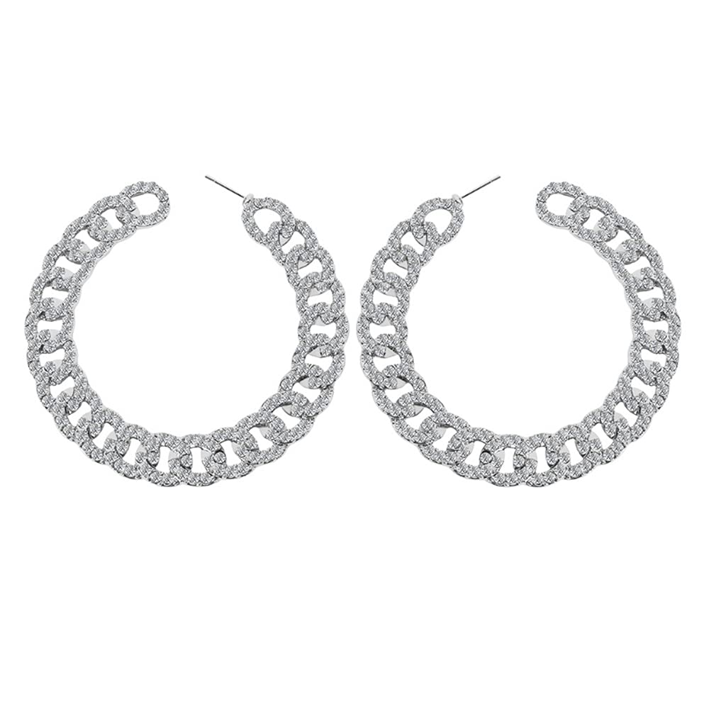 Sparkling Gold Bohemian Crystal Rhinestone Large Hoop Earrings for Women - Big Round Dangle Punk Jewelry Gifts for Girls | Perfect for Parties, Weddings & Everyday Fashion Accessories