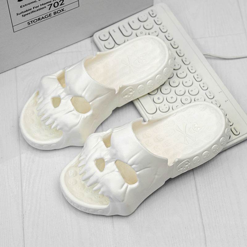 Spooky Halloween Skull Slides for Adults - Comfortable Gothic Slippers for Costume Parties, Haunted Houses & Halloween Decor