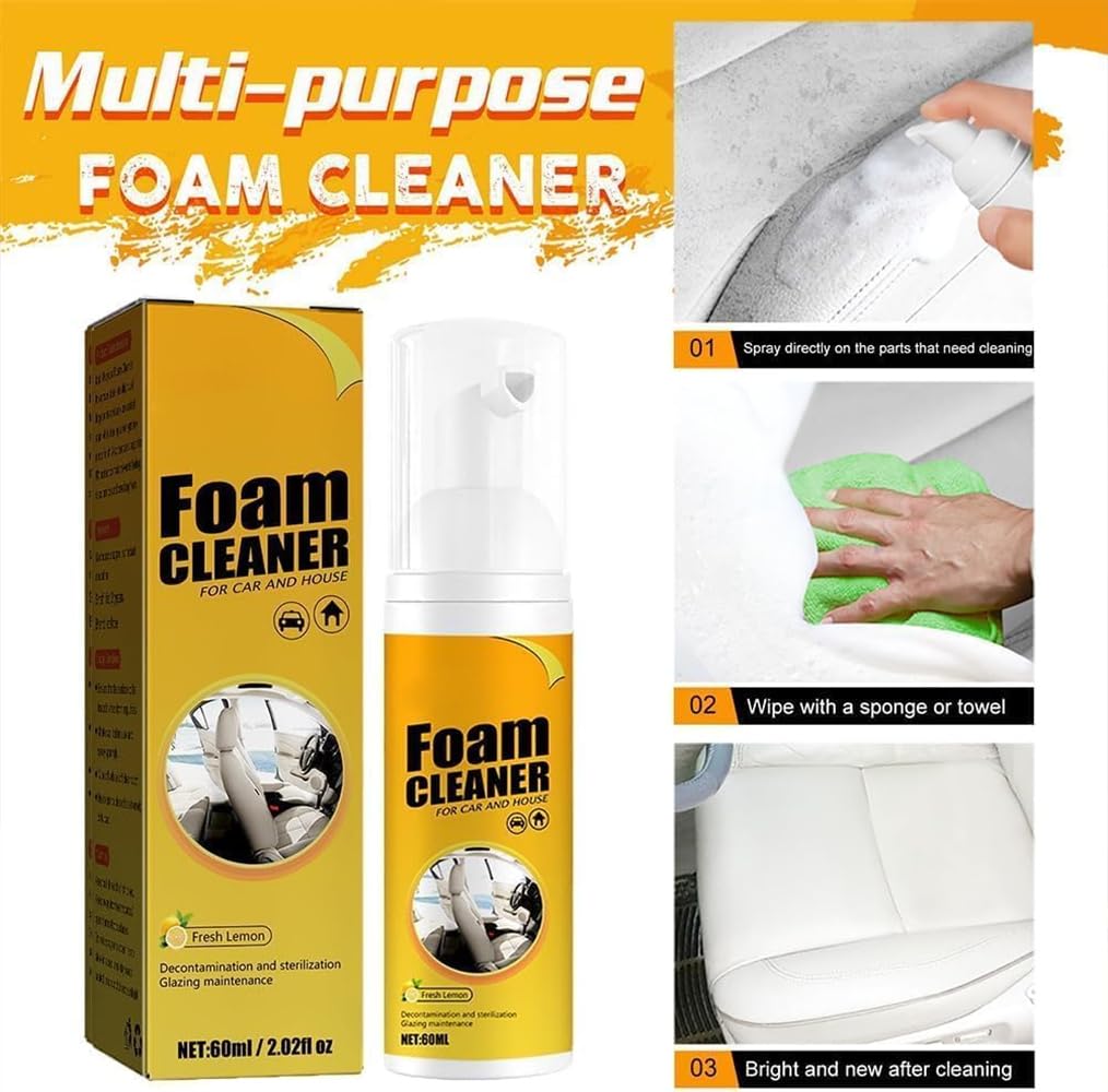 Chromostas Heavy Duty All-Purpose Foam Cleaner Spray - Powerful Car Interior Stain Remover (60ml) | Multi-Surface Cleaner for Auto Upholstery, Seats & Dashboard | Ideal for Car Detailing & Home Cleaning