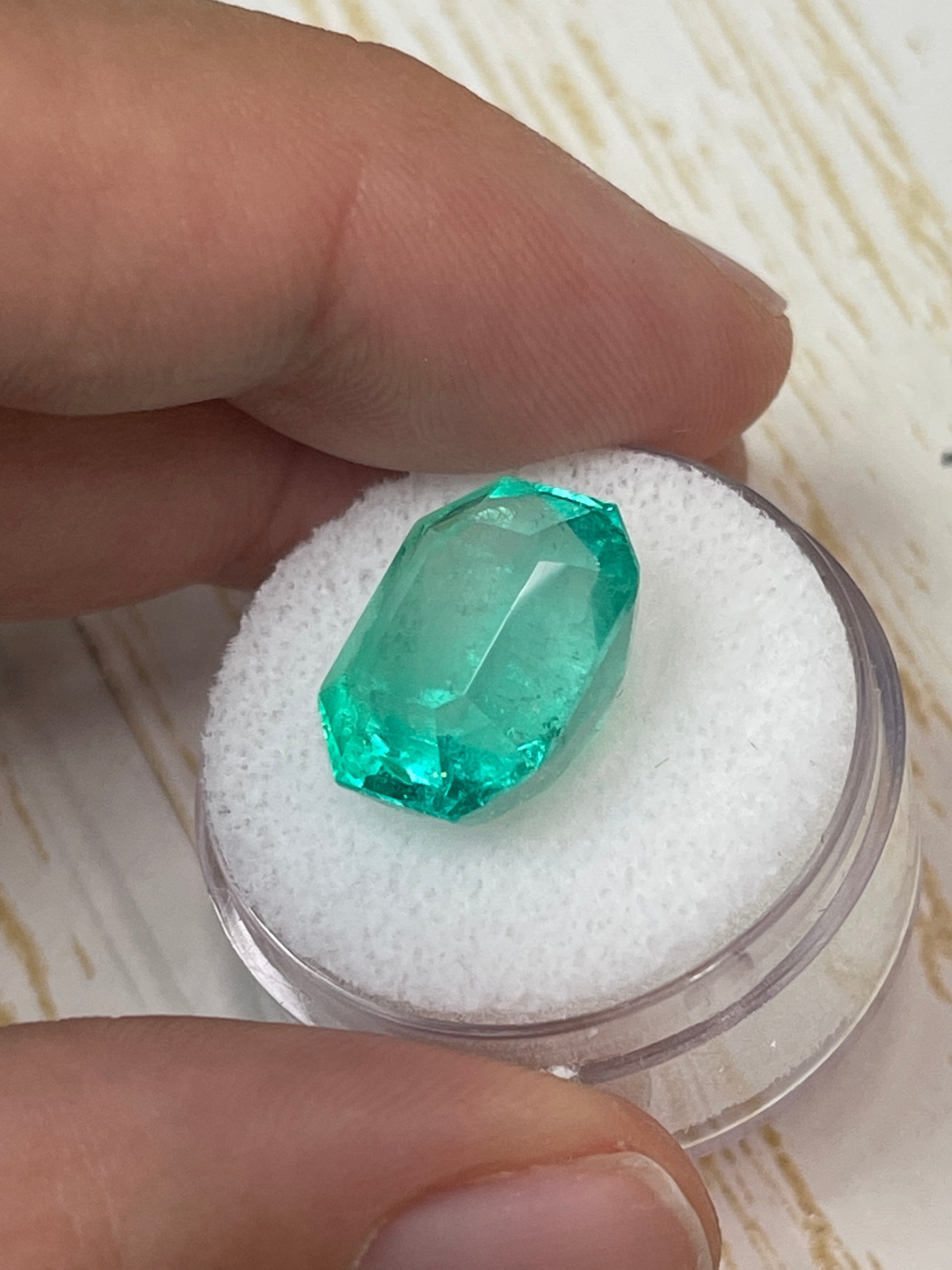 11.90 Carat Natural Colombian Loose Emerald - 15x12mm Emerald Cut Gemstone for Jewelry Making & Engagement Rings