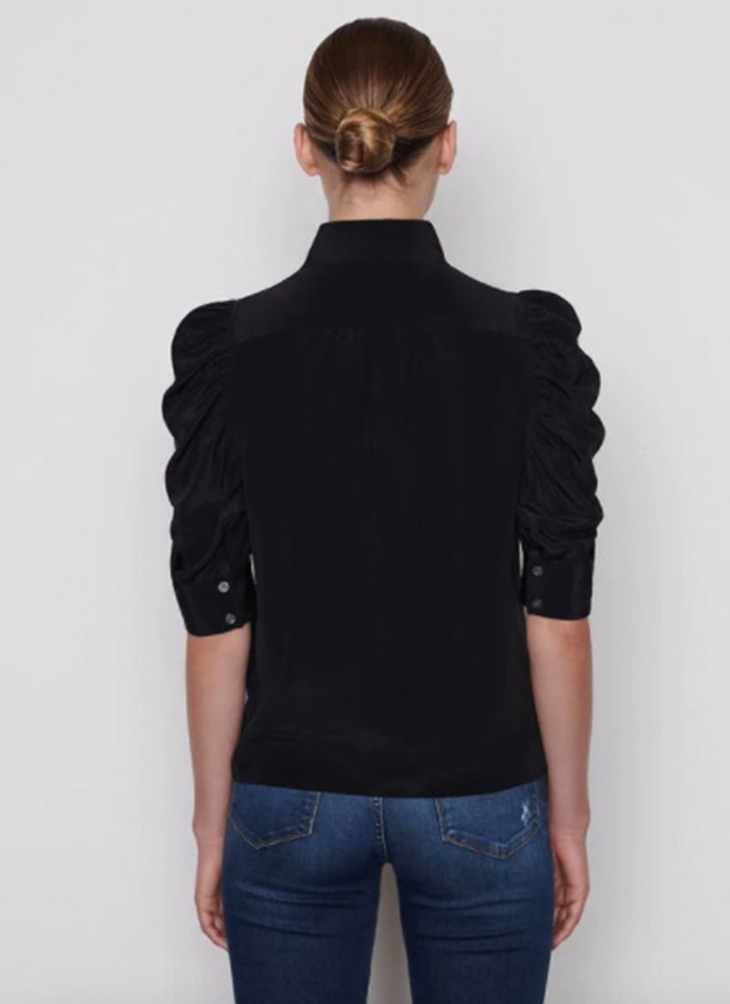Frame Gillian Puffed Sleeves Women's Blouse - Elegant Ruffled Top for Casual Wear, Date Night & Office Outfits