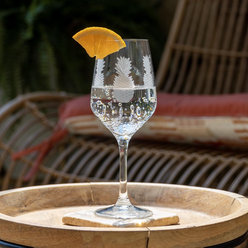 Fresh Pineapple 10.75oz White Wine Glasses - Set of 12 | Elegant Stemware for Parties, Weddings & Home Bar Decor