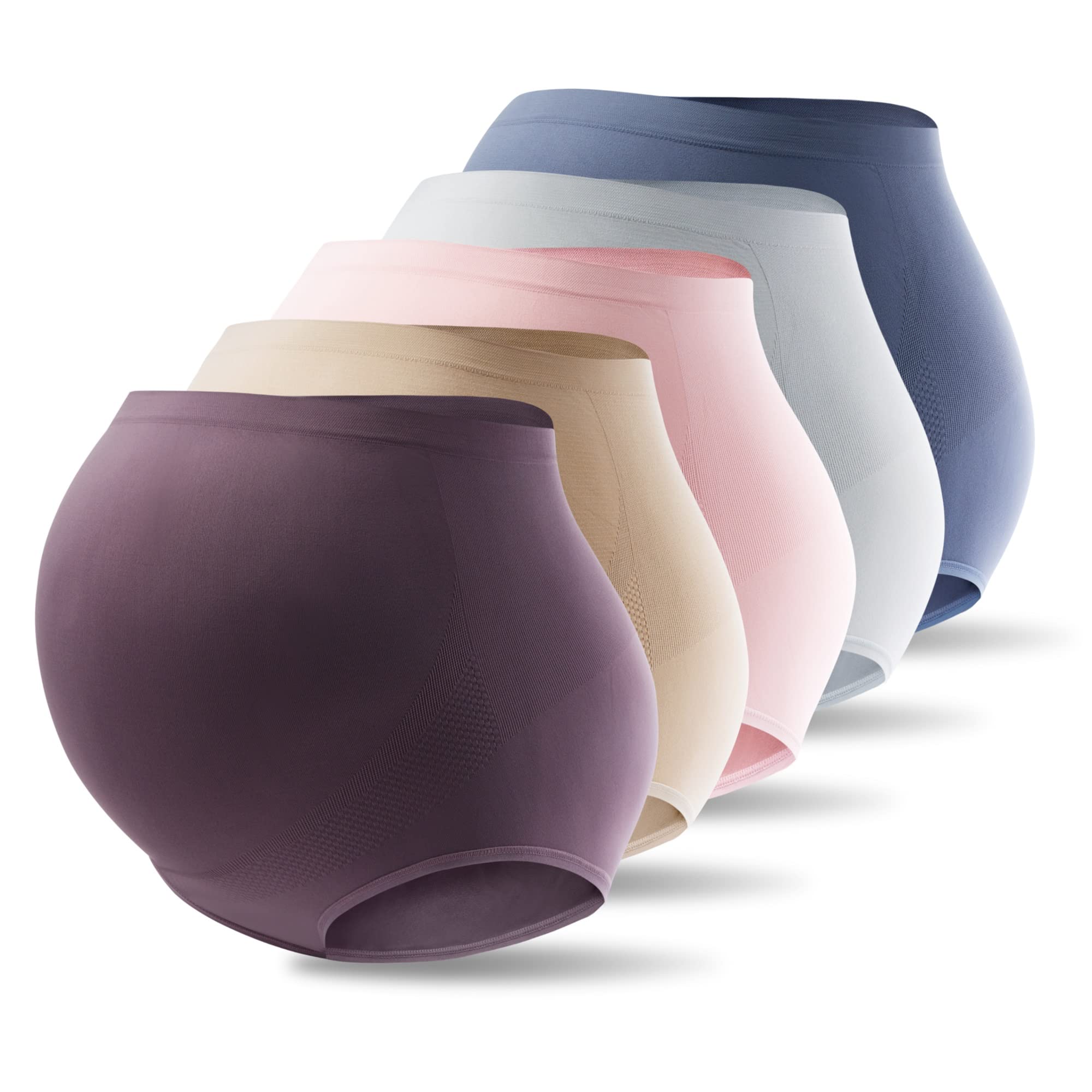 Mama Plus High Waist Seamless Maternity Underwear - Over Bump Pregnancy Panties, Soft Nylon Briefs (3-Pack) for Comfortable Daily Wear & Postpartum Recovery