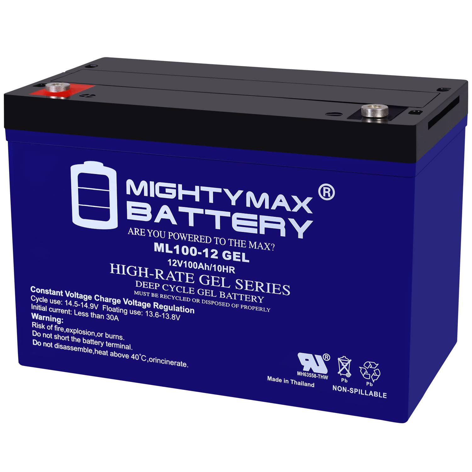 Mighty Max 12V 100AH GEL Deep Cycle Battery - Replacement for Xantrex PowerHub1800 PH1800-GFP - Perfect for RVs, Solar Power Systems & Marine Applications