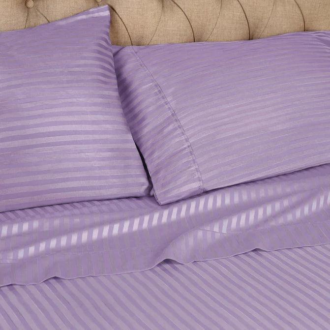 Premium Egyptian Cotton 300 Thread Count Pillowcase Set - 2 Piece Striped Bedding for Luxury Hotels & Home Decor | Soft Breathable Pillow Covers for Ultimate Comfort