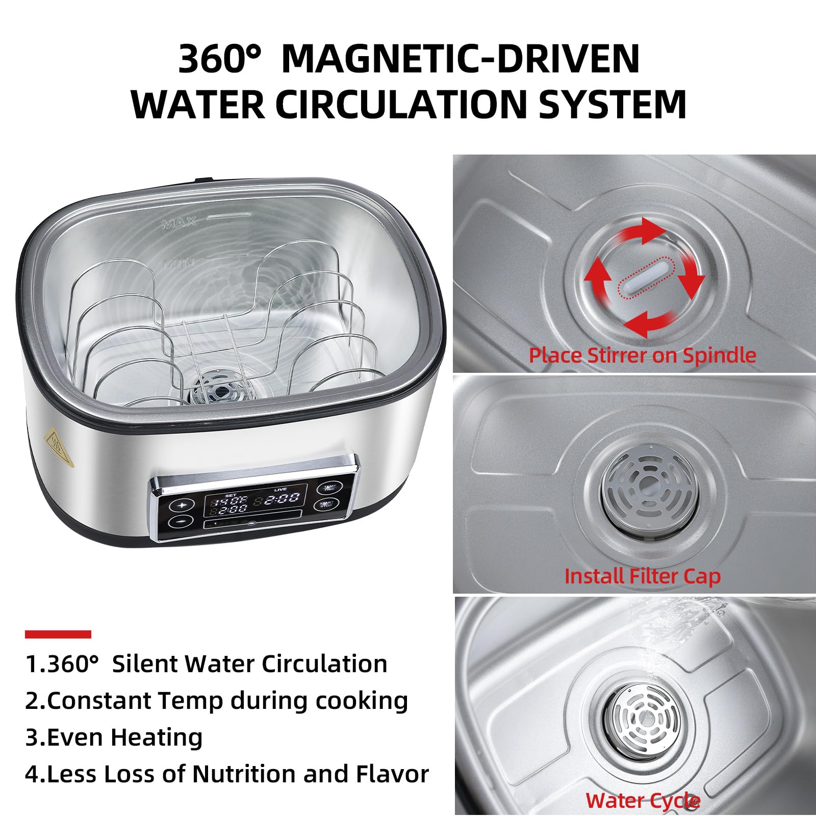 Precision Sous Vide Cooker 8 Quart Stainless Steel Immersion Circulator with Digital Temperature Control | 6 Preset Modes & LED Touchscreen | Perfect for Steak, Chicken, Fish & Seafood | Ideal for Home Chefs, Restaurants & Meal Prep
