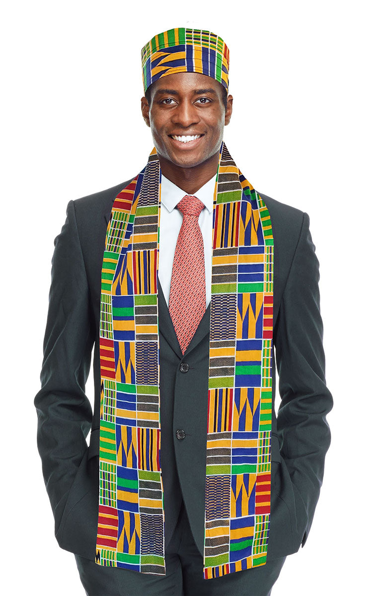Stylish Akoma Kente African Print Hat & Scarf Set - Traditional Ghanaian Headwear & Fashion Accessory for Women - Perfect for Weddings, Cultural Events & Afrocentric Outfits