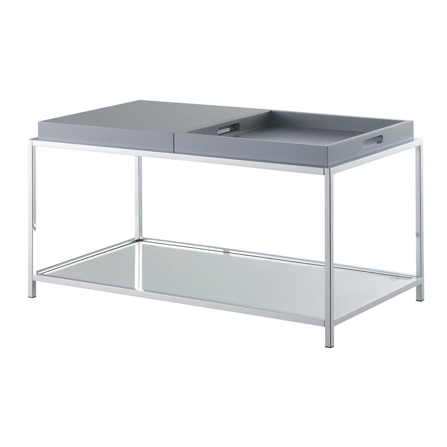 Palm Beach Coffee Table with Removable Trays & Shelf - Modern Gray End Table for Living Room, Perfect for Small Spaces & Home Decor