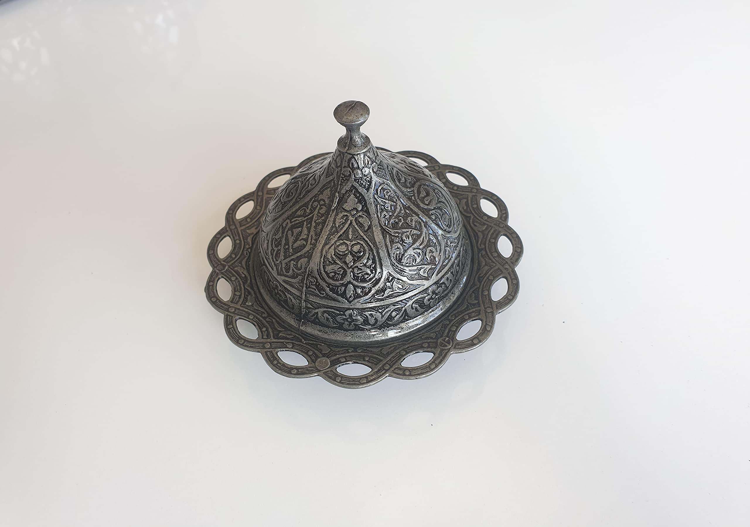 Premium Turkish Greek Arabic Coffee Cup & Saucer Set - 6 Porcelain Espresso Cups with Dark Silver Finish - Perfect Gift for Coffee Lovers, Ideal for Home, Office & Traditional Coffee Ceremonies