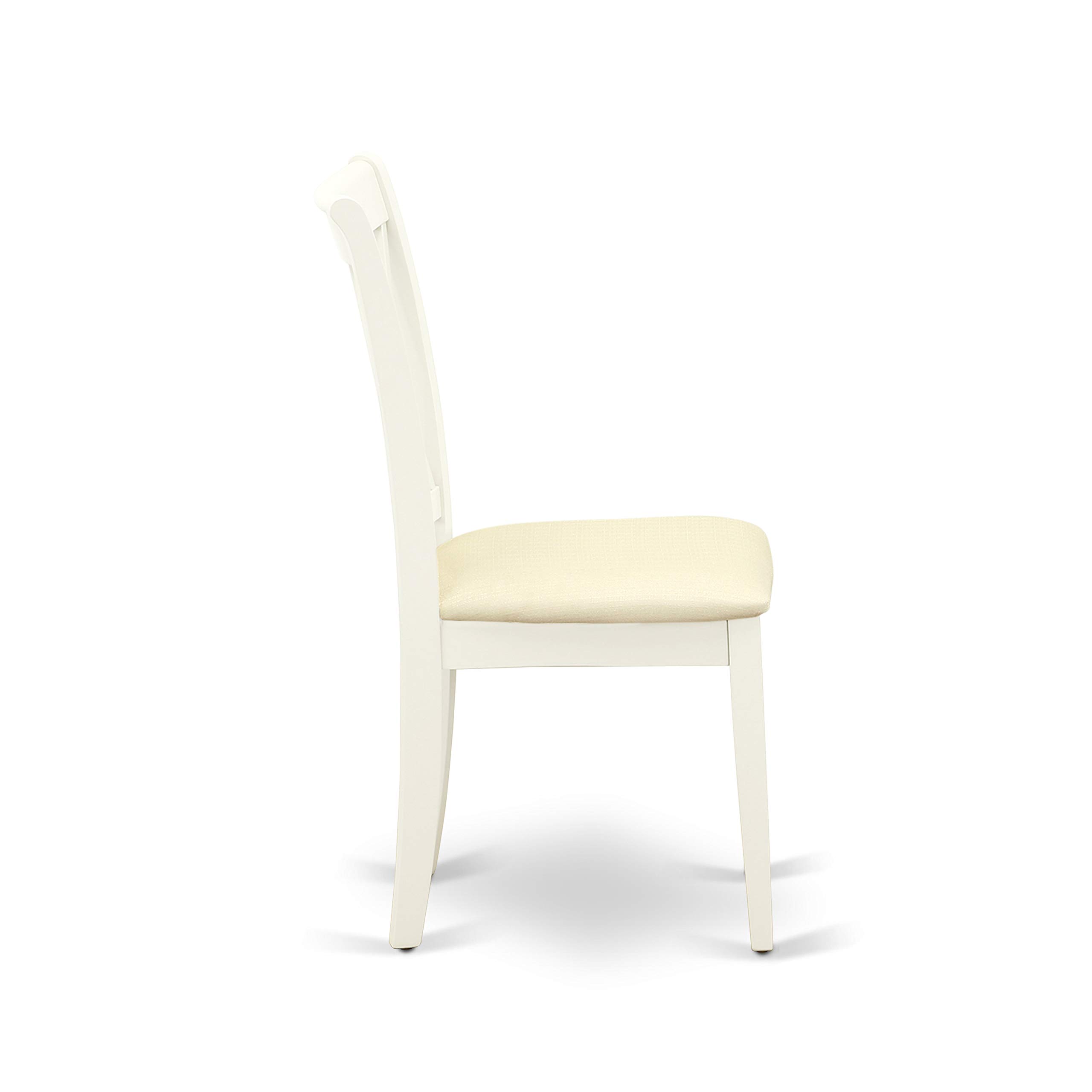 East West Furniture HLCL5-LWH-C 5-Piece Round Dining Table Set with Pedestal Base & 4 Linen Upholstered Chairs, 42x42 Inch, Linen White - Perfect for Small Spaces, Breakfast Nooks & Cozy Family Meals