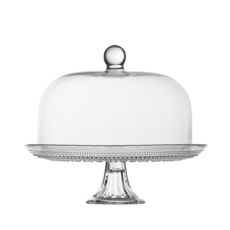 Fortessa Jupiter 12-Inch Large Cake Stand with Glass Dome - Elegant Display for Wedding, Birthday, and Dessert Table Decor