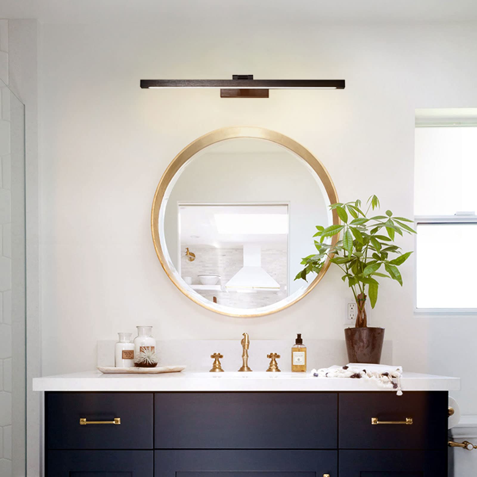15.9 Inch Black LED Vanity Light - 8W Adjustable Aluminum Wall Mounted Bathroom Light Fixture with 3000K Warm White Light for Mirror Illumination | Modern Vanity Lighting for Bathroom, Dressing Room & Makeup Area
