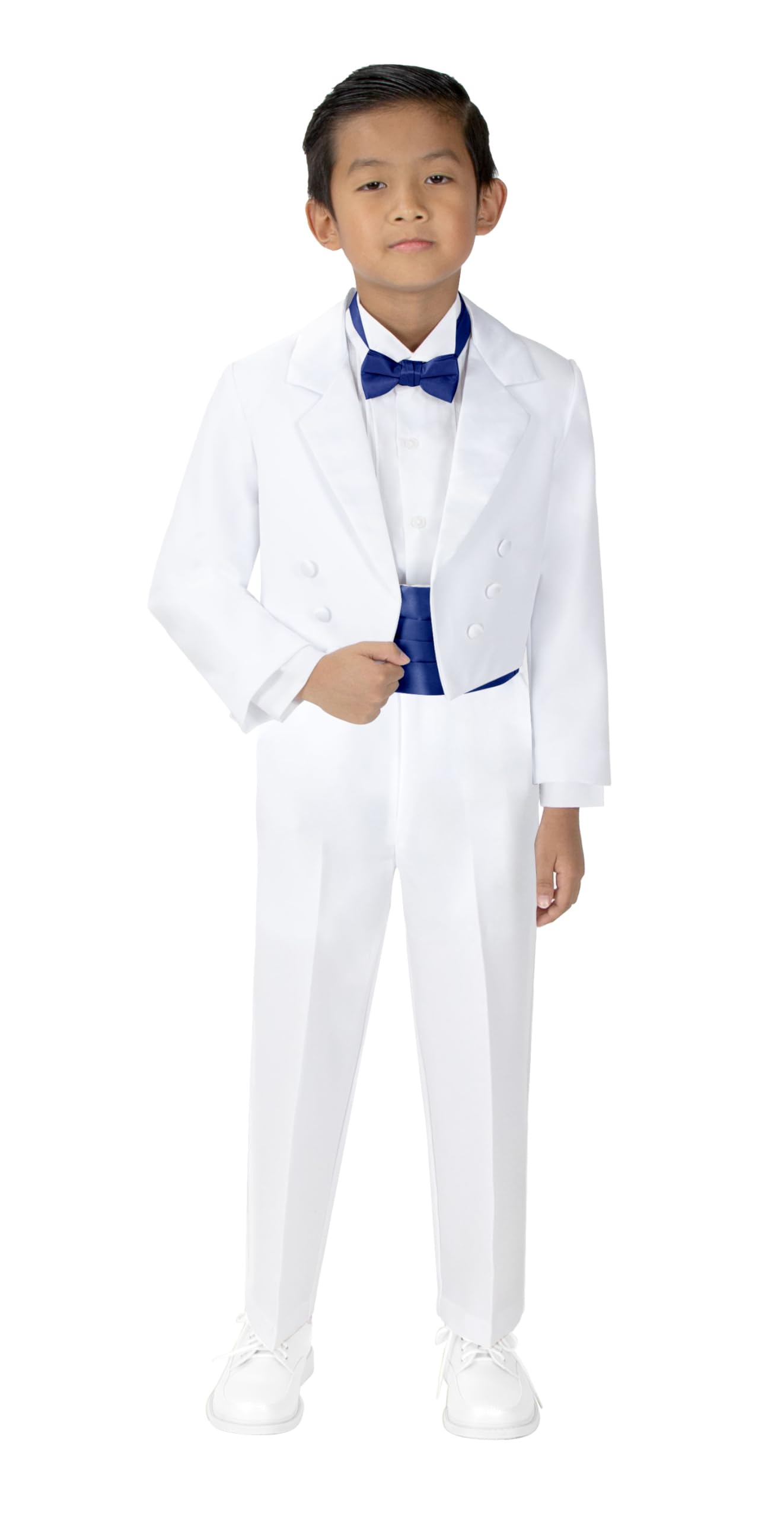 Classic Boys' White Spring Tuxedo Suit with Tail - Formal Wear for Weddings, Prom & Special Occasions