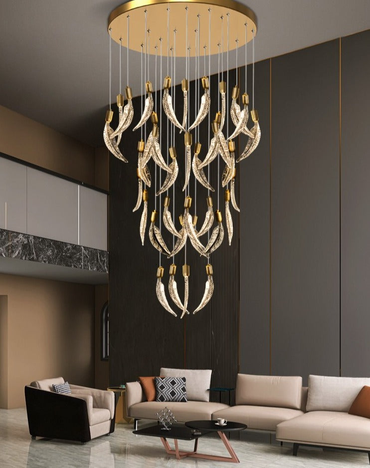 Exquisite Crystal Feather Chandelier - Elegant Lighting Décor for Dining Room, Bedroom & Wedding Venue | Modern Home & Event Decoration