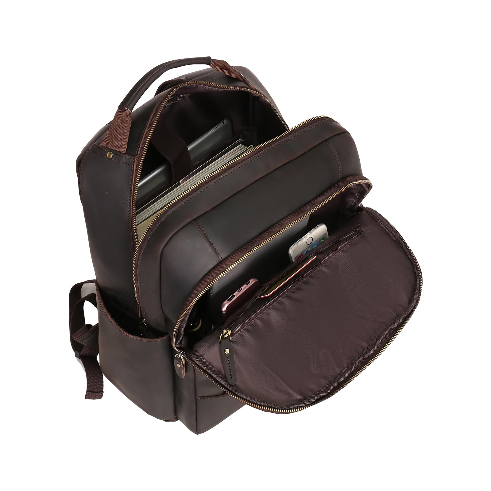 Genuine Leather Men's Backpack 17.3 Inch Laptop Bag - Durable Travel Daypack for Hiking, Camping & Business Commute | Water-Resistant Casual Rucksack