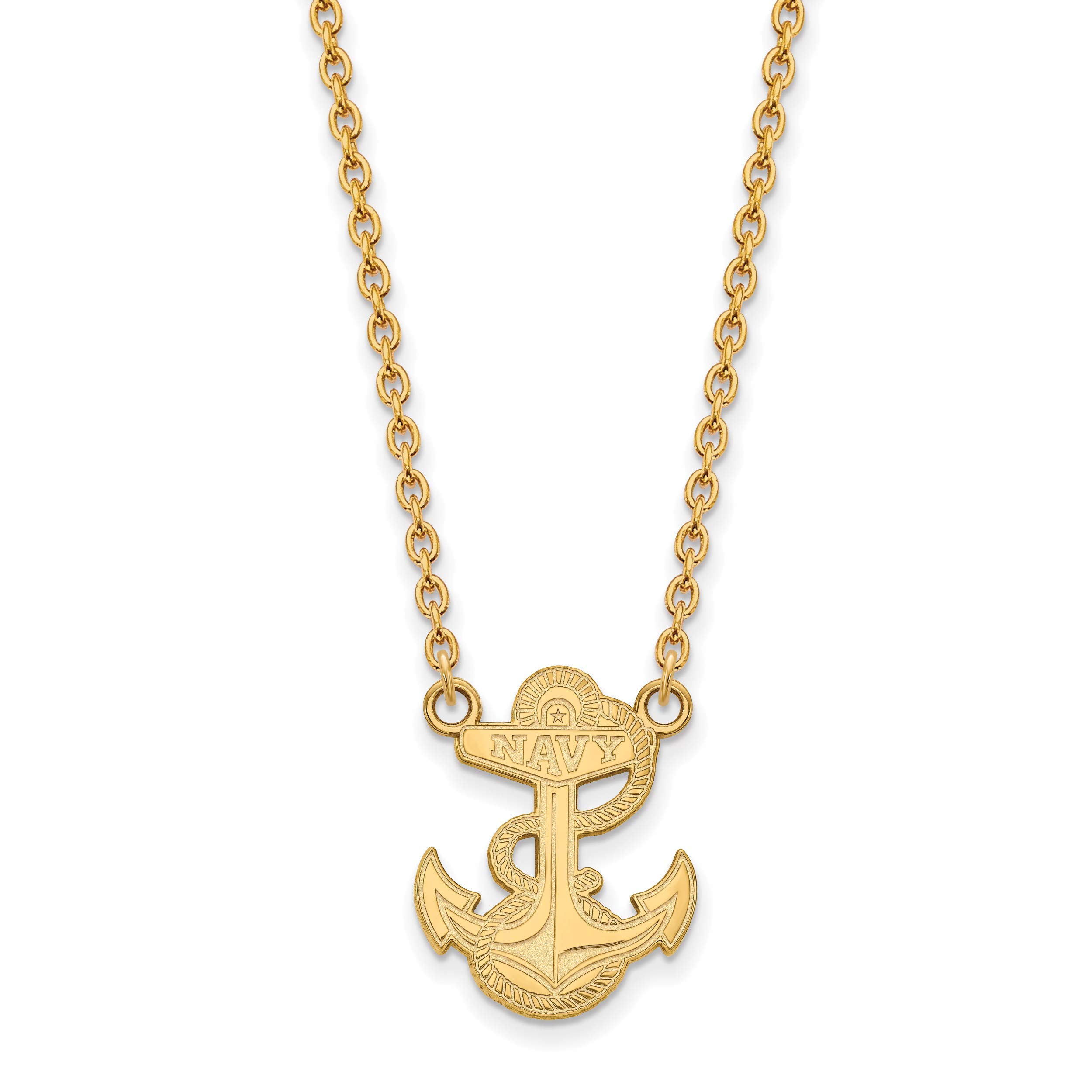 US Naval Academy Navy Midshipmen Mascot Pendant Necklace - Gold Plated Silver Chain - Perfect for Military Graduation Gifts & Patriotic Jewelry Collection