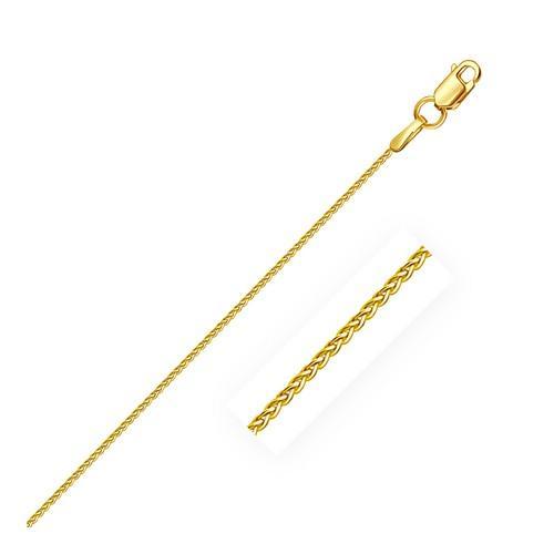14K Yellow Gold Round Wheat Chain Necklace - 1.0mm Thin & Dainty, 18 Inch Length - Perfect for Layering, Everyday Wear & Gift Giving