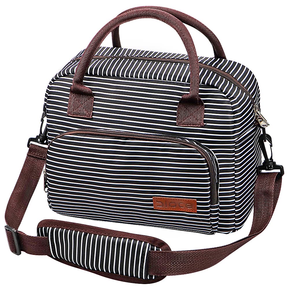 BLOCE Insulated Lunch Bag for Women - Small Freezable Tote Lunch Box, Waterproof Cooler Bag for Office, School, Picnic, Beach, Workout & Travel - Perfect for Meal Prep & Outdoor Activities (Stripe)