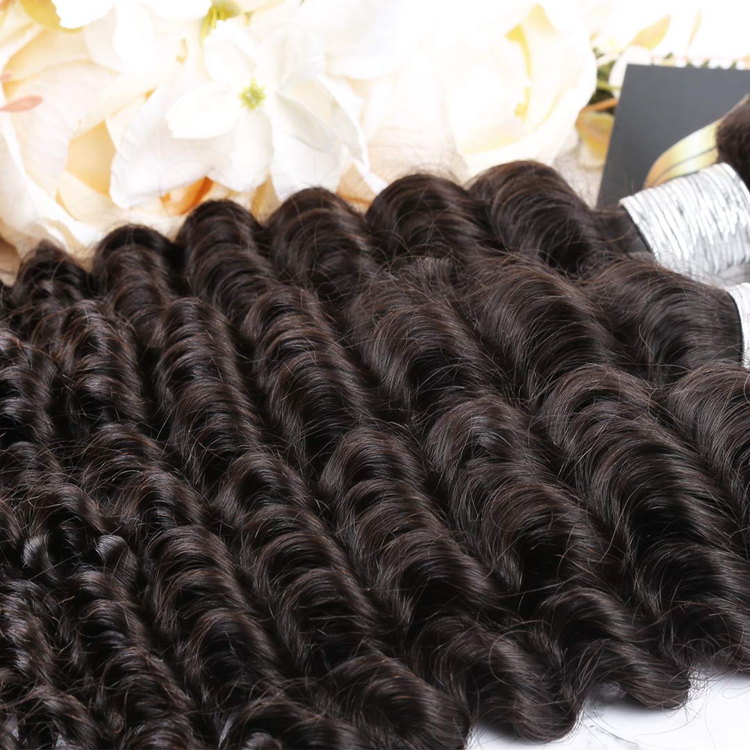 Bella Hair Deep Wave Virgin Hair Bundles 100% Human Hair Weave Natural Black Color 26