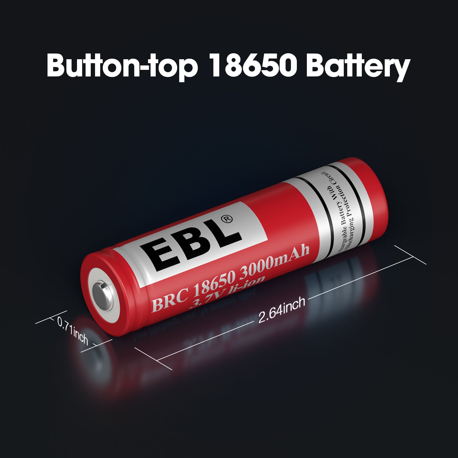 EBL BRC 18650 3000mAh Rechargeable Lithium Battery with Button Top & Protection Circuit - Perfect for Flashlights, Vape Mods, and Power Tools
