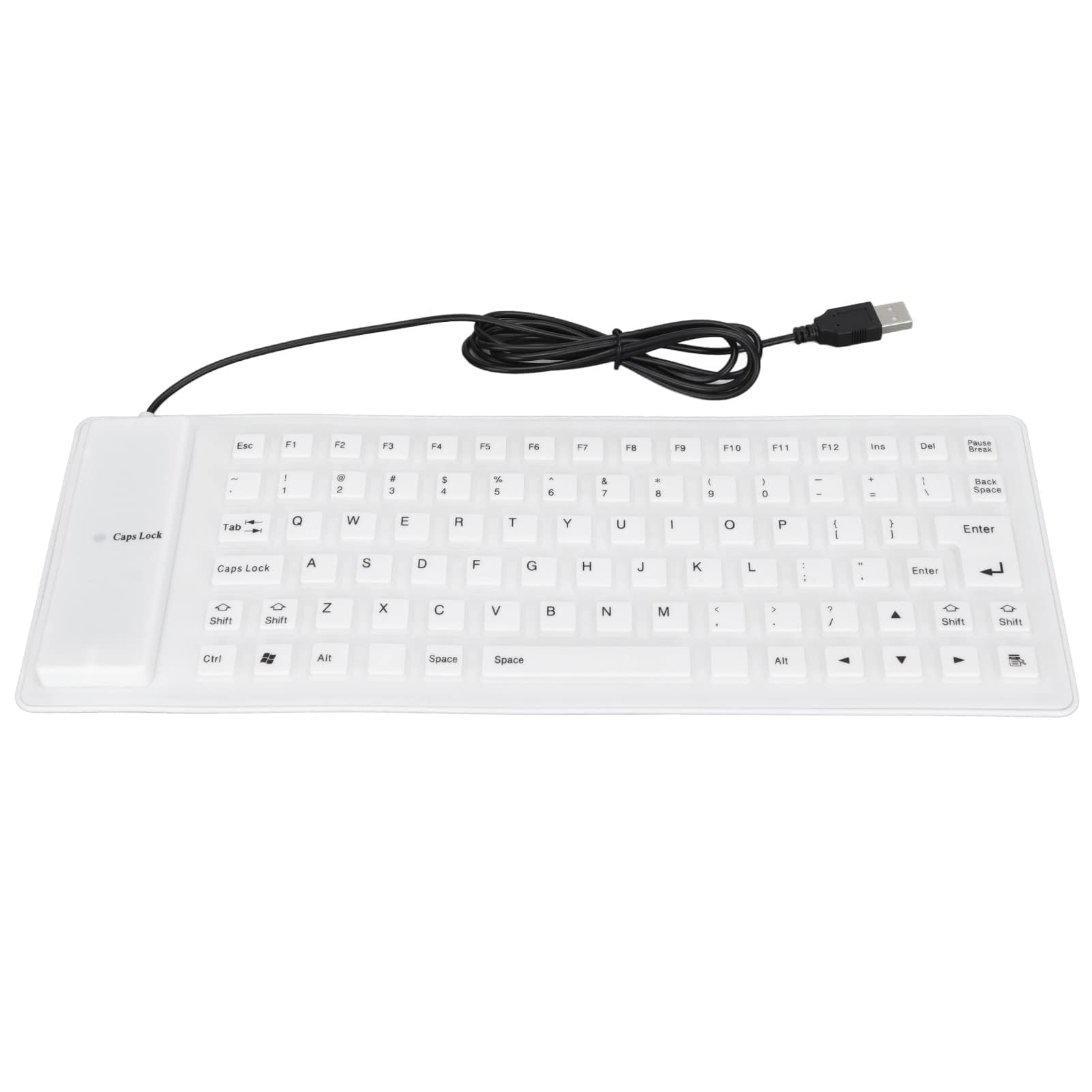 Foldable Silicone USB Keyboard 85 Keys - Waterproof, Silent & Soft Flexible Wired Keyboard for Laptop, PC, Mac - Perfect for Office, Travel & Home Use (White)