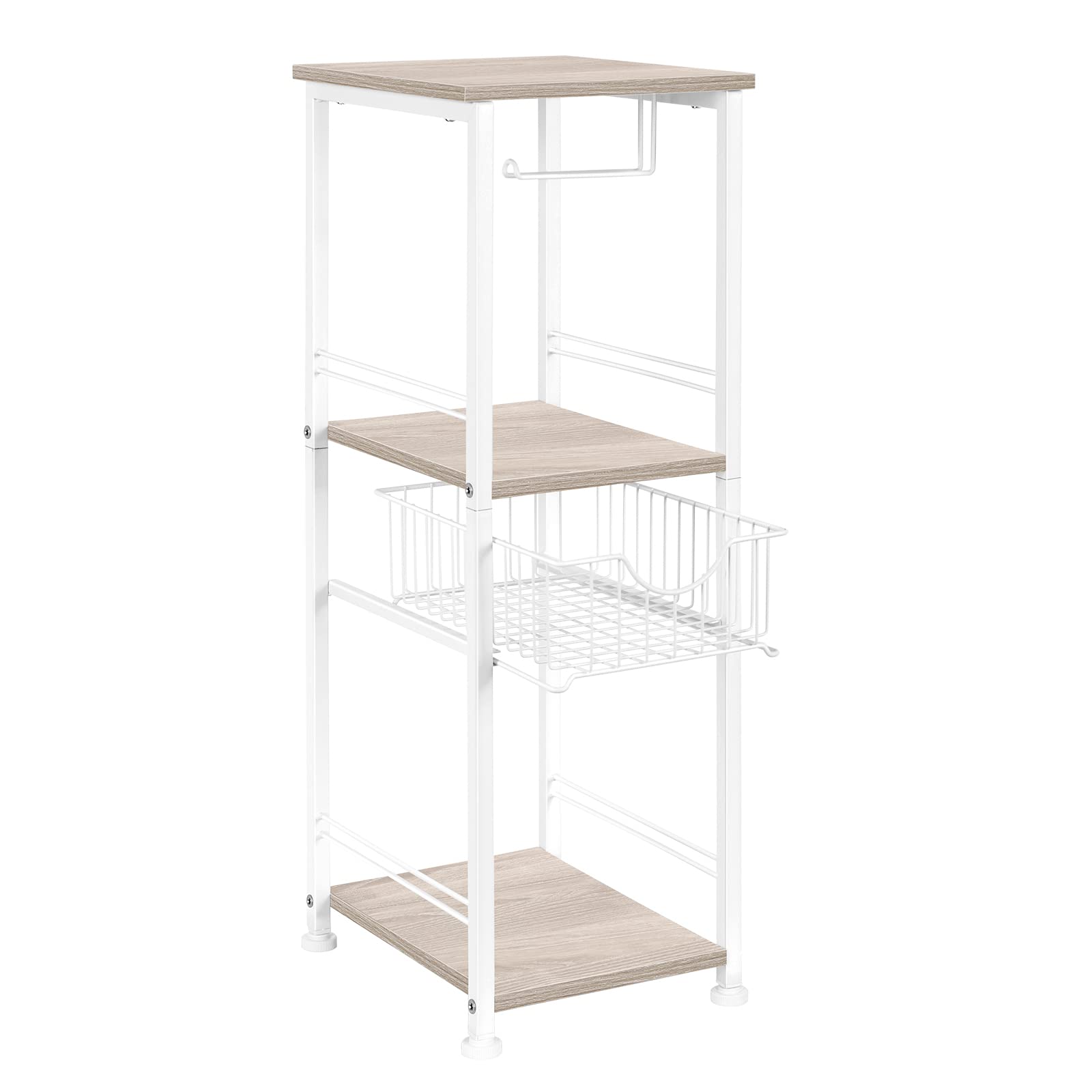 OYEAL 3-Tier Freestanding Bathroom Storage Cabinet with Drawer - Rustic White Bathroom Organizer for Towels, Toilet Paper & Essentials | Perfect for Laundry Room, Entryway, Kitchen & Pantry Organization