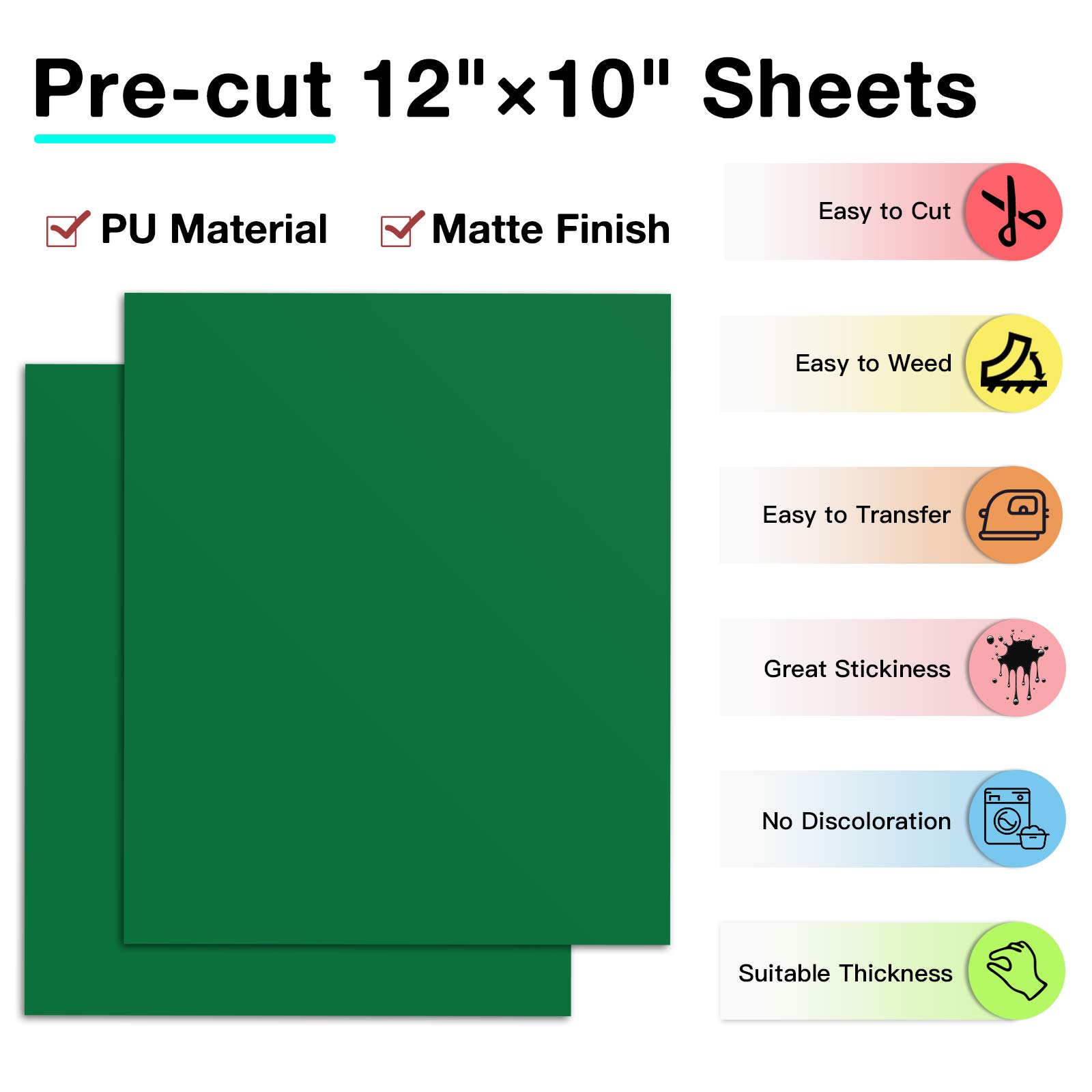 13 Pack Green HTV Heat Transfer Vinyl Bundle - 12