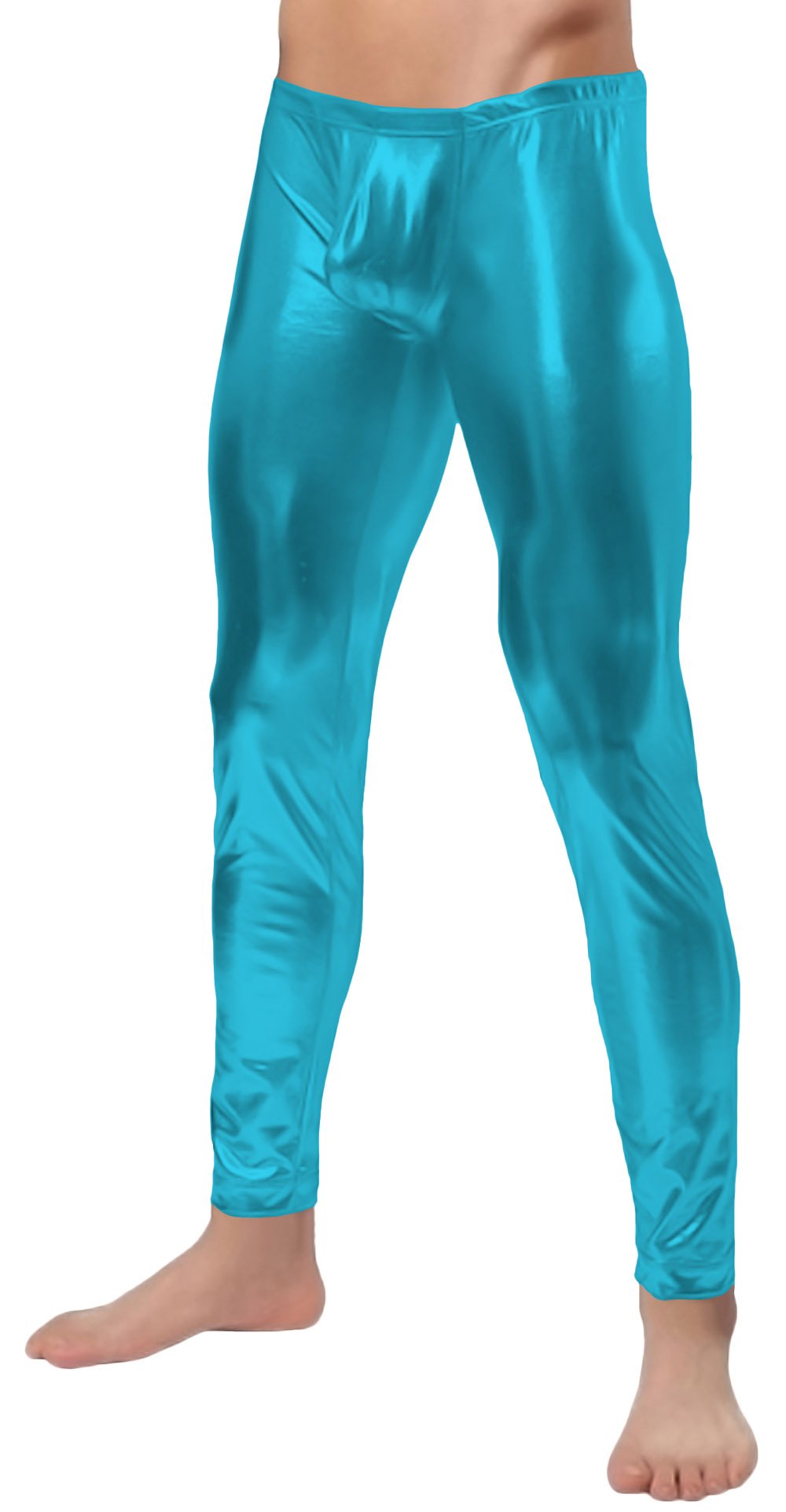 Sheface Men's Shiny Metallic Slim Fit Long Pants - High Waisted Stretch Pants for Nightclub, Party & Performance Wear