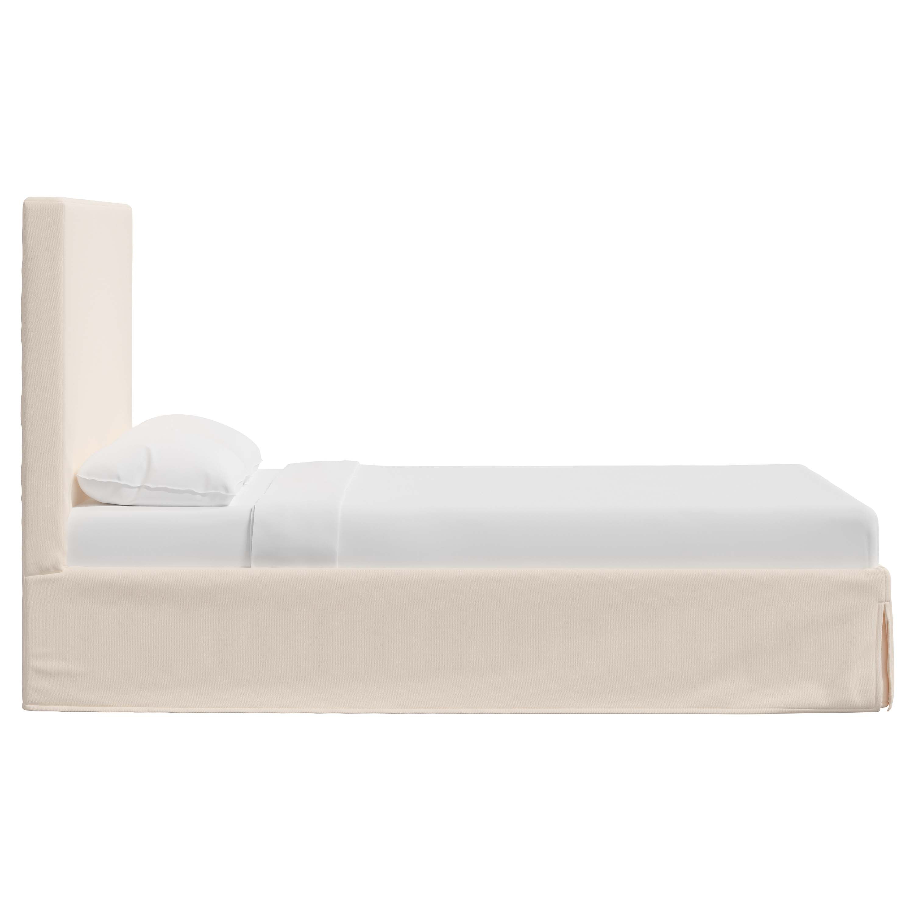 Violet Slipcovered Bed - Soft Washable Fabric Upholstered Queen Size Bed Frame with Headboard - Perfect for Modern Bedrooms, Guest Rooms & Cozy Home Decor