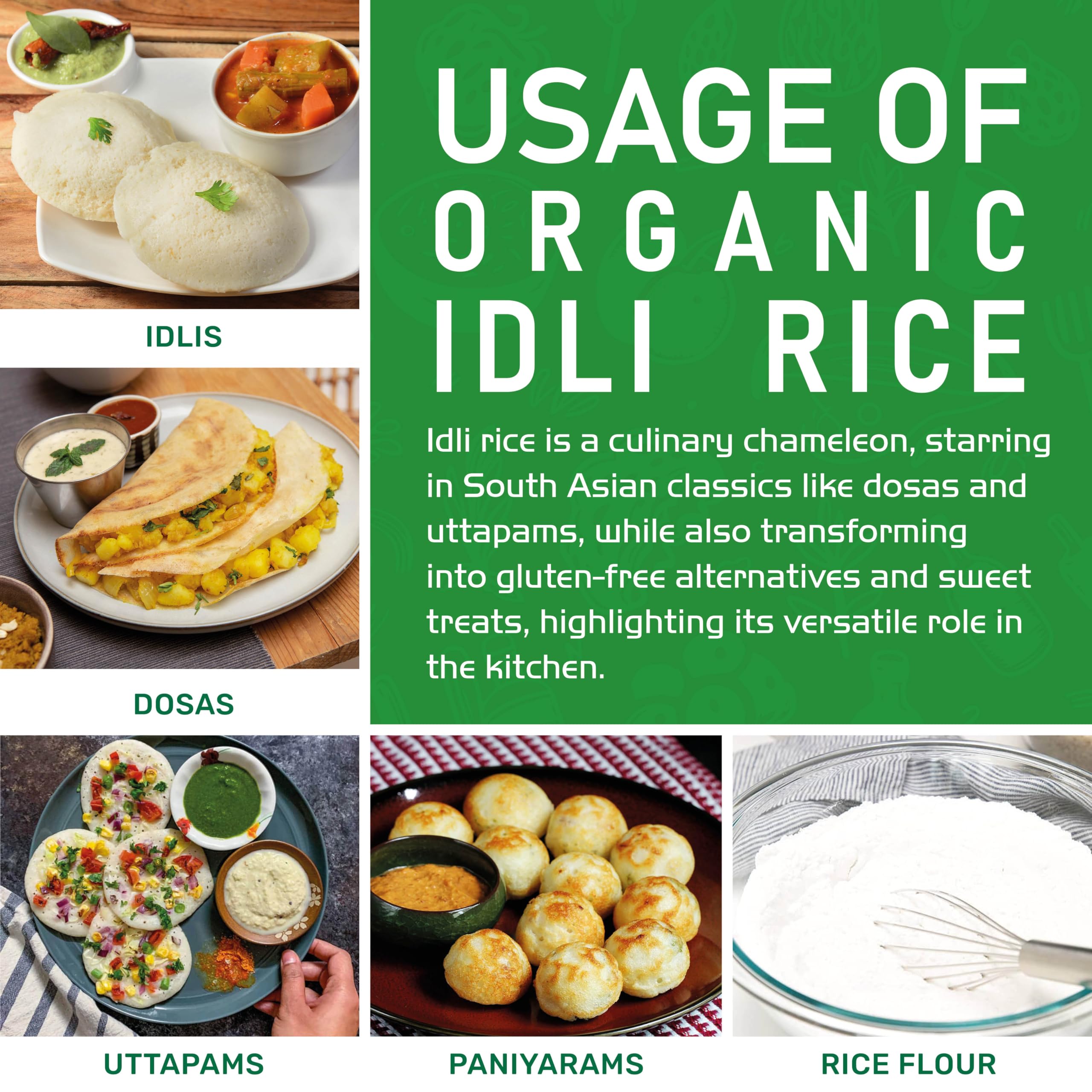 Jiva Organic Idli Rice 10 Pound Bag - Non-GMO, USDA Organic Certified, Vegan, Gluten-Free Short Grain Parboiled Rice - Perfect for Idli, Dosa & South Indian Cooking - Ideal for Breakfast, Lunch & Traditional Indian Meals