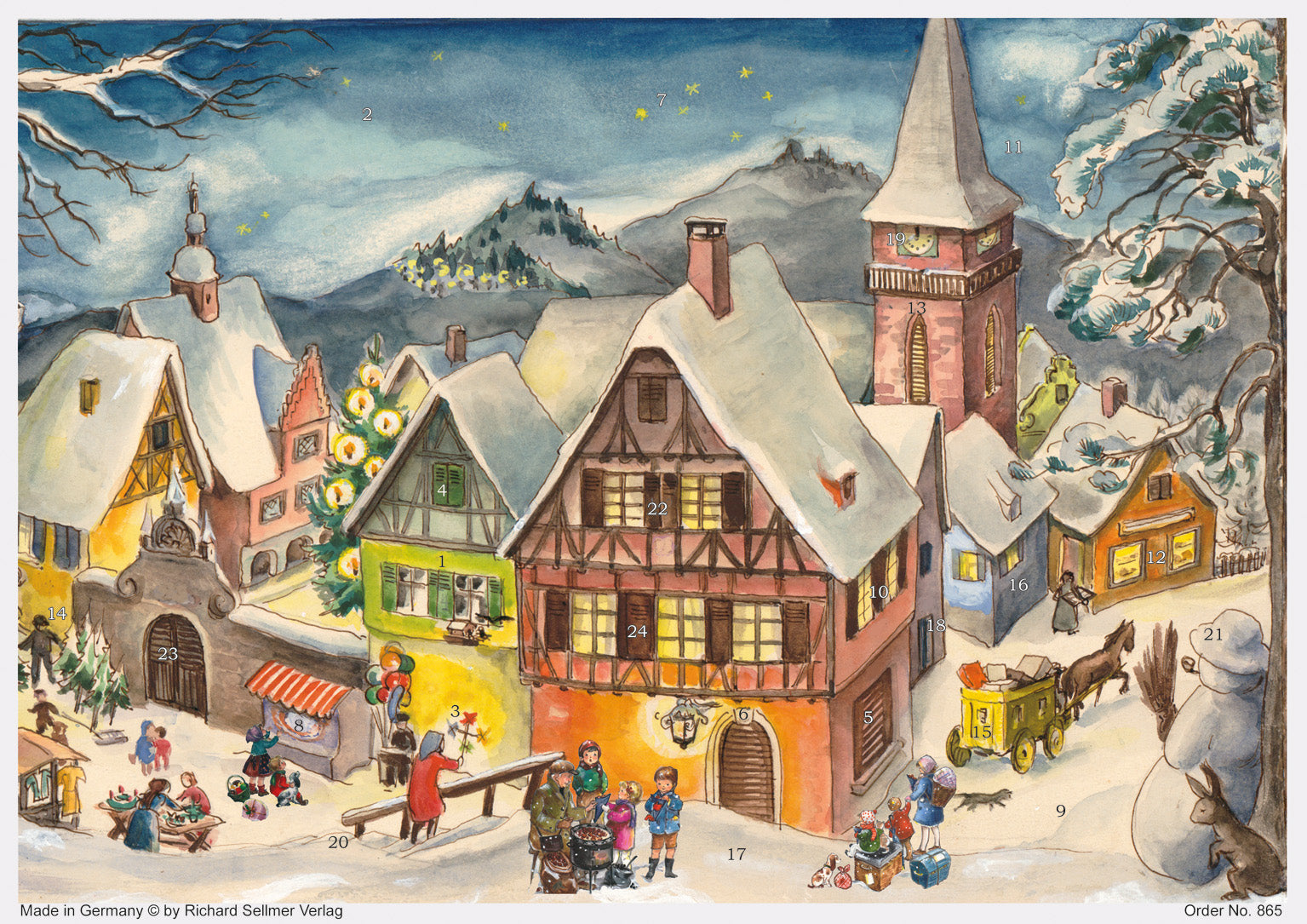 Traditional German Advent Calendar - Medium Size with Old World Villages & Nature Scenes | Perfect for Christmas Countdown, Holiday Decor & Gift Giving