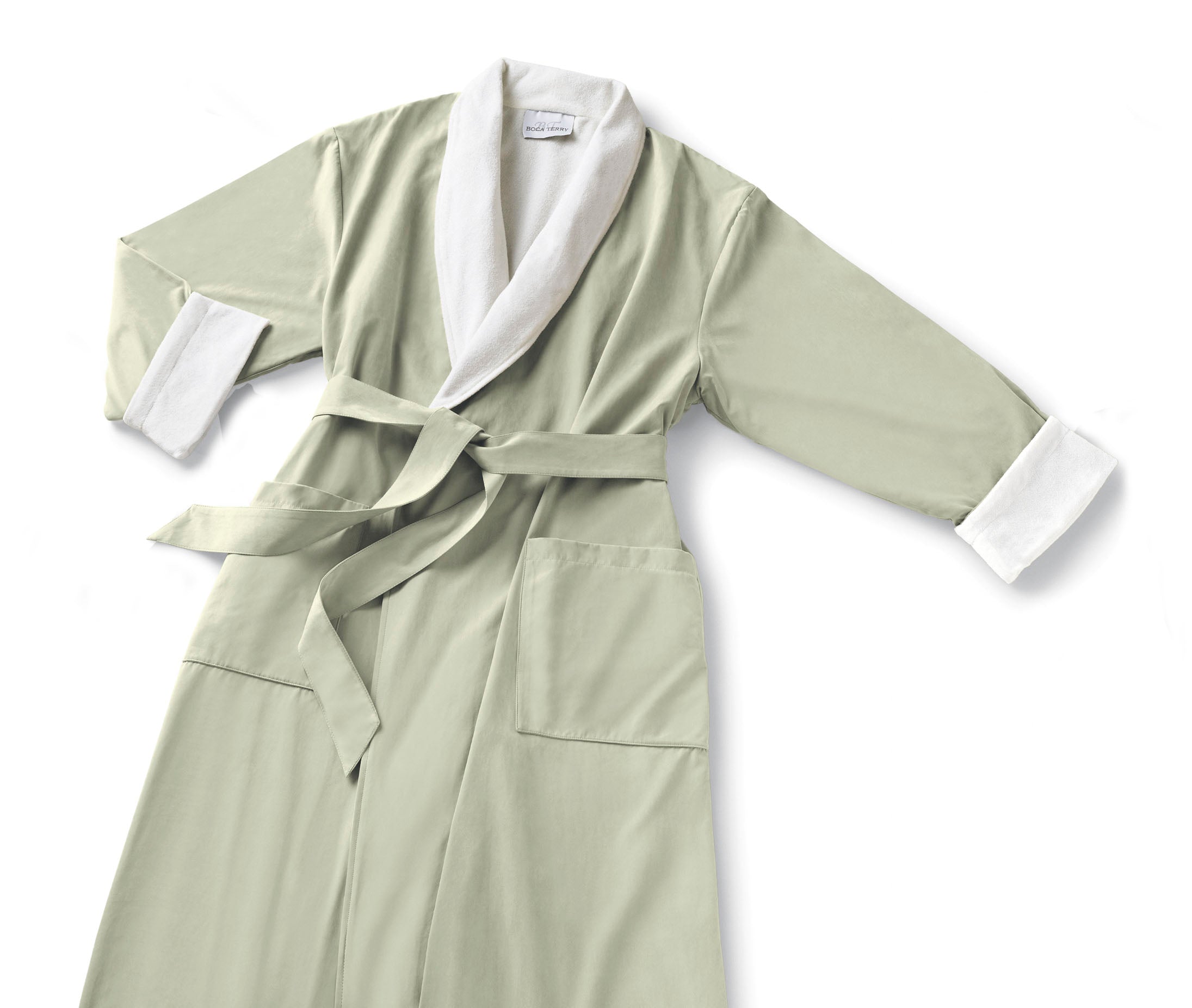 Boca Terry Microfiber Roll Collar Robe - Soft Plush Bathrobe for Women & Men, Cozy Spa Robe with Roll-Up Sleeves, Perfect for Bath, Lounge & Relaxation at Home