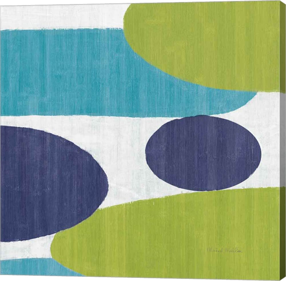 Blue Green by Michael Mullan - Costa Del Sol Canvas Art Wall Picture, Gallery Wrapped 24x24 Inch, Modern Coastal Decor for Living Room & Bedroom