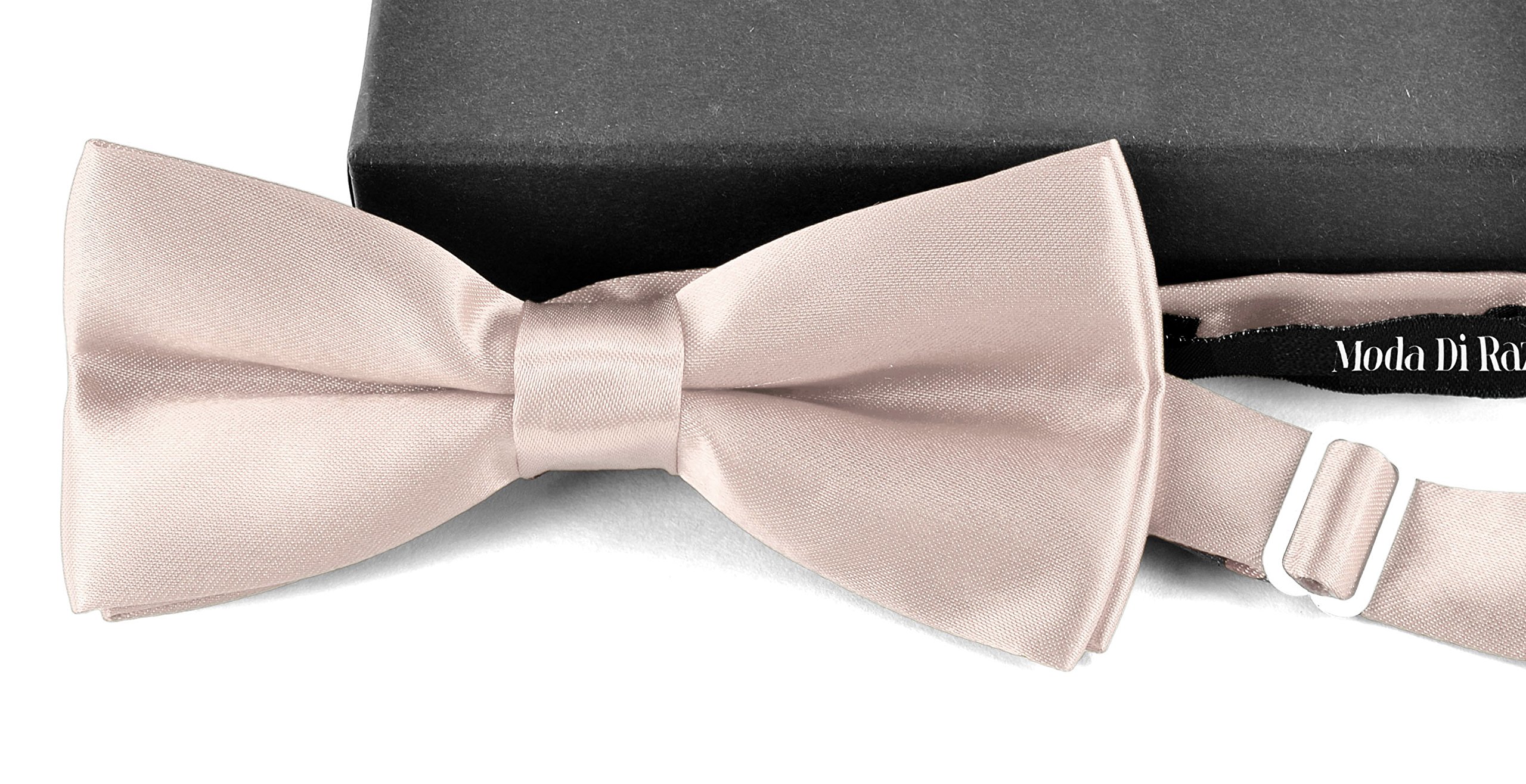 Moda Di Raza Adjustable Pre-Tied Bow Ties for Men - Classic Wedding Necktie Accessories for Formal Events, Prom & Business Occasions