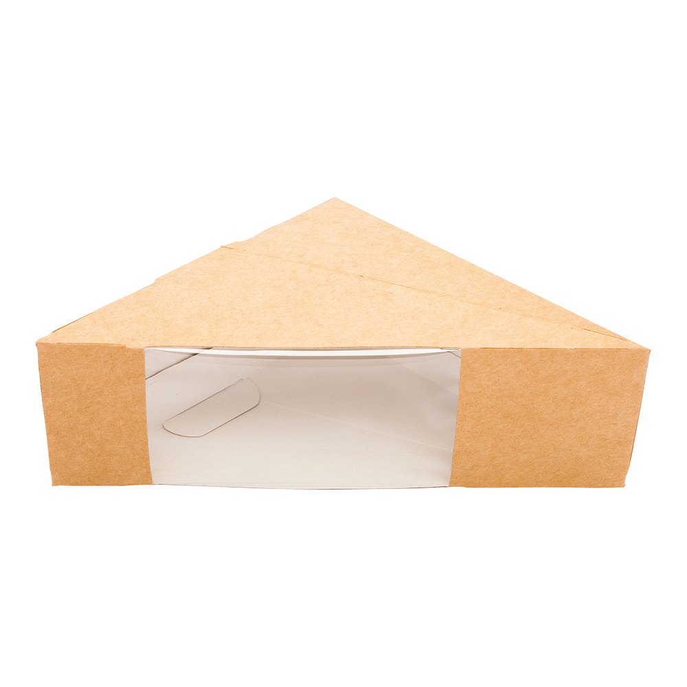 Restaurantware 4.8 Inch Small Sandwich Wedge Box with Window - 25 Pack Brown Triangle Takeout Containers for Deli, Bakery, Picnics & Catering Events