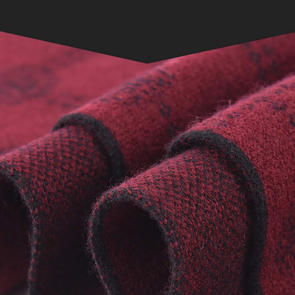 Men's Plaid Winter Scarf - Soft Australian Wool Cashmere Feel, Warm Fashion Accessory with Gift Box - Perfect for Cold Weather, Outdoor Activities & Holiday Gifts (Red)